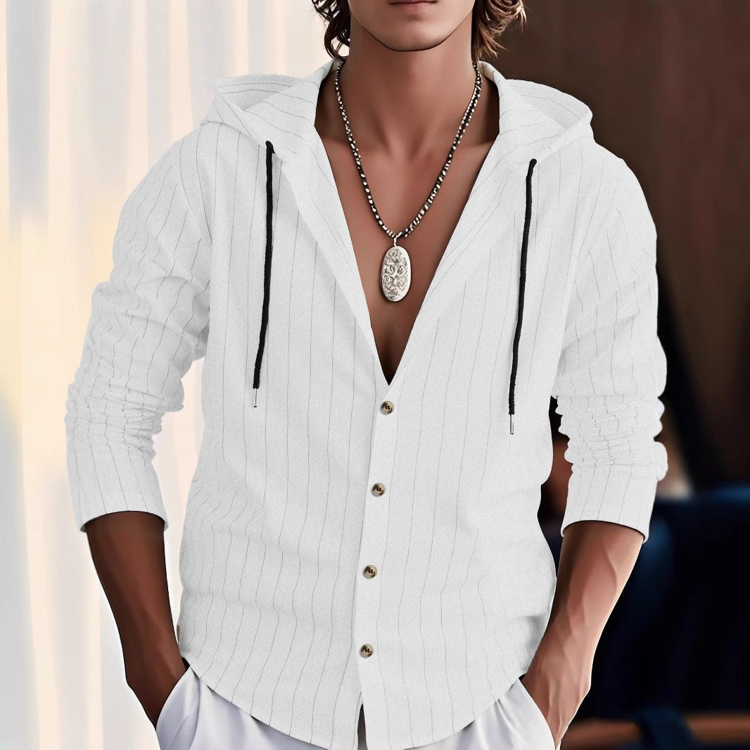 Herren lässige Freizeitjacke mit Kapuze und Knopfleiste R&B