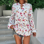 Damen Bluse mit romantischem Blumendesign und Spitze