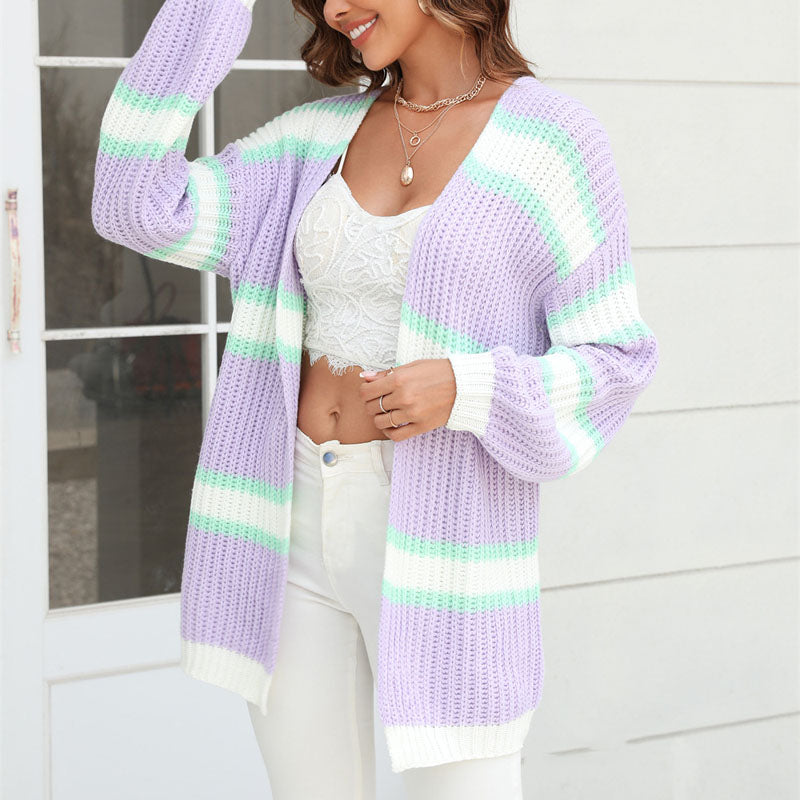 R&B | Cardigan mit Streifen Weiche Strickware Lässiger und Farblicher Look