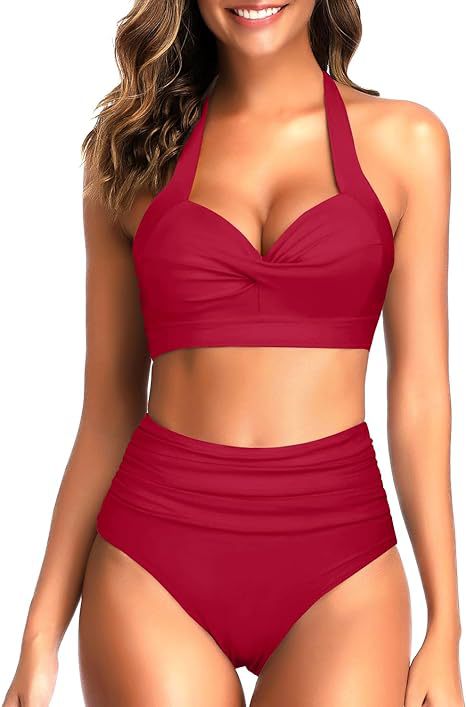 Damen Hochgeschnittener Bikini mit raffiniertem Oberteil R&B