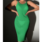 Damen elegantes Häkelkleid mit feinem Netzdesign und verstellbaren Trägern R&B