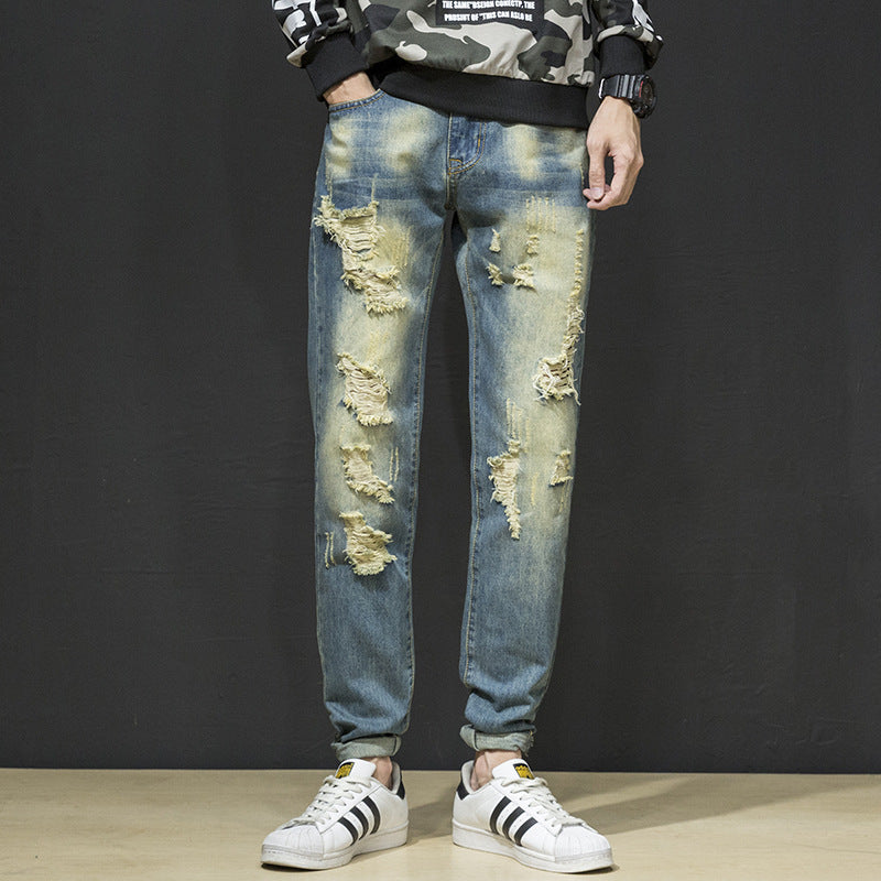 Herren Ripped Slim Fit Jeans im lässigen Streetstyle R&B