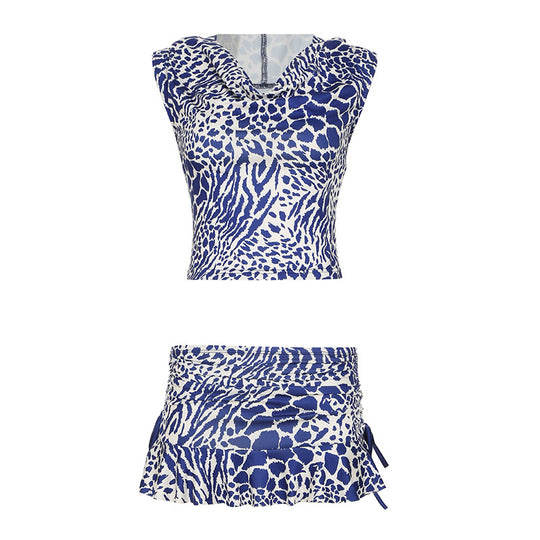 Damen sportliches Bikiniset mit Kapuze und verspieltem Rüschen-Design R&B