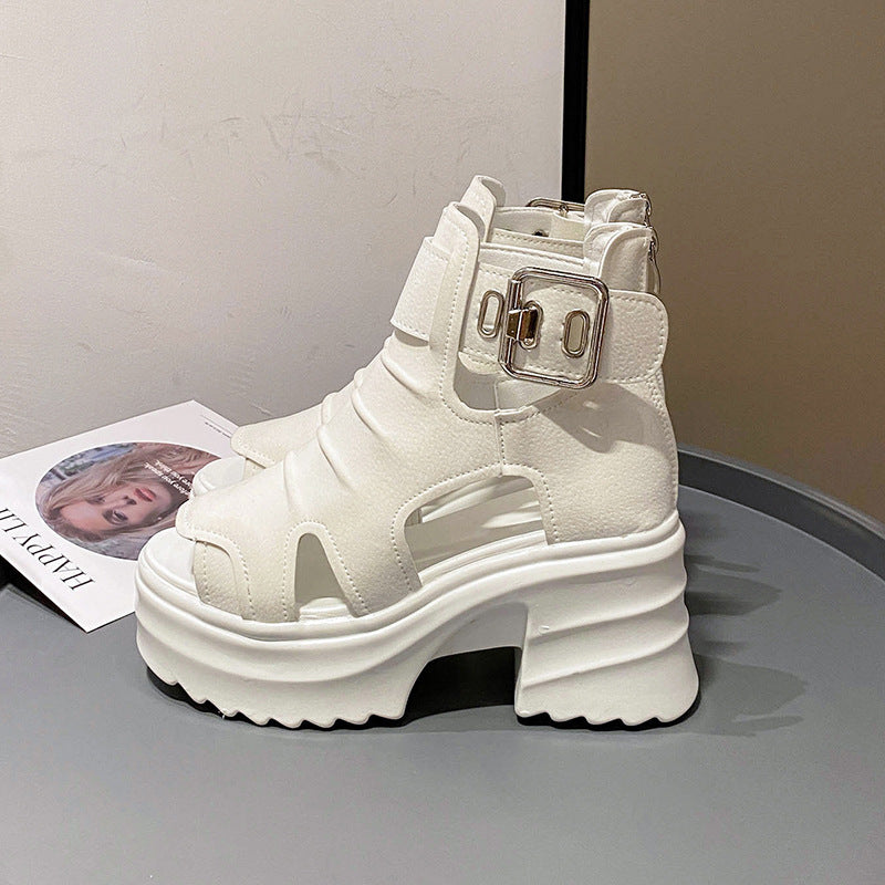 Damen Plateau-Sandalen mit offenem Design und verstellbarem Riemen R&B
