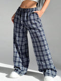 Damen Weite Karohose mit elastischem Bund und praktischen Taschen R&B