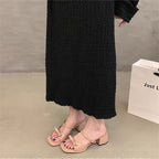 Damen bequeme Mules mit breitem Blockabsatz R&B