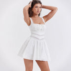 Damen lässiges Minikleid mit Rüschendetails und verstellbaren Trägern R&B