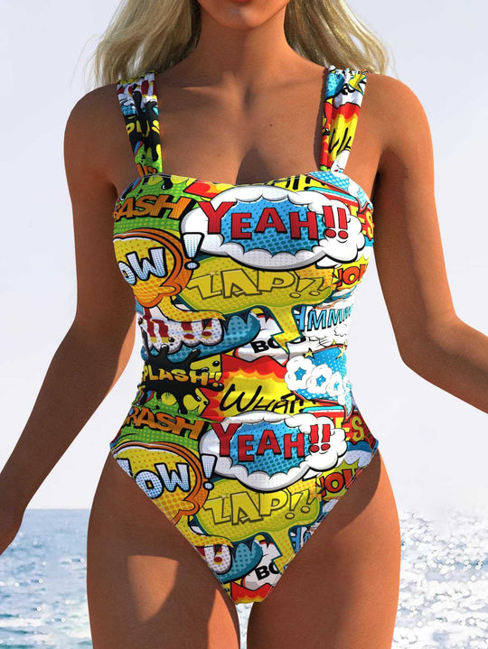 Damen Einteiliger Badeanzug mit innovativem Animal-Print und hohem Beinausschnitt R&B