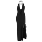 Damen Elegantes Maxikleid mit lässigem Rückenausschnitt und transparenter Rüschung R&B