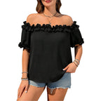 Damen Off-Shoulder Oberteil mit Rüschendetails R&B