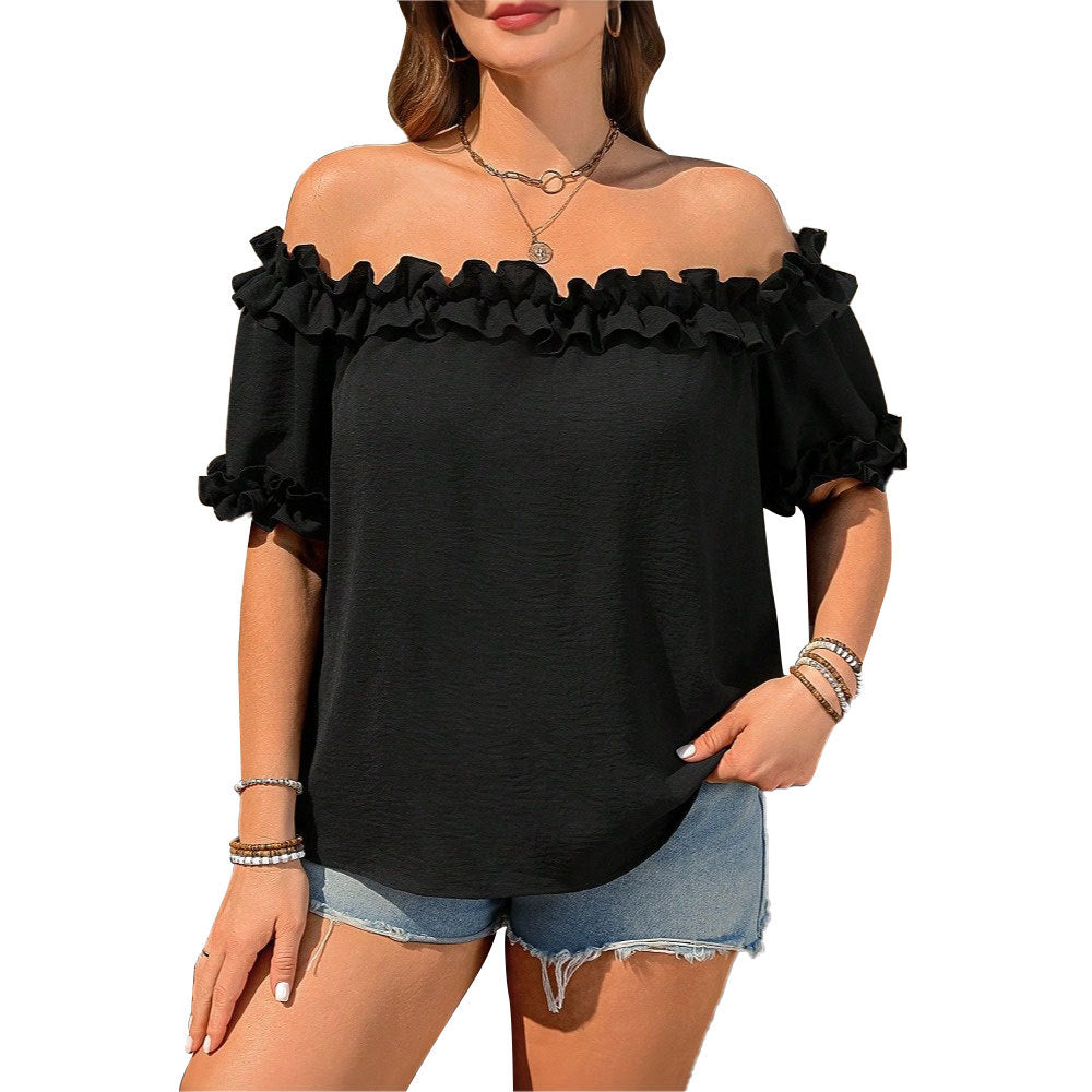 Damen Off-Shoulder Oberteil mit Rüschendetails R&B