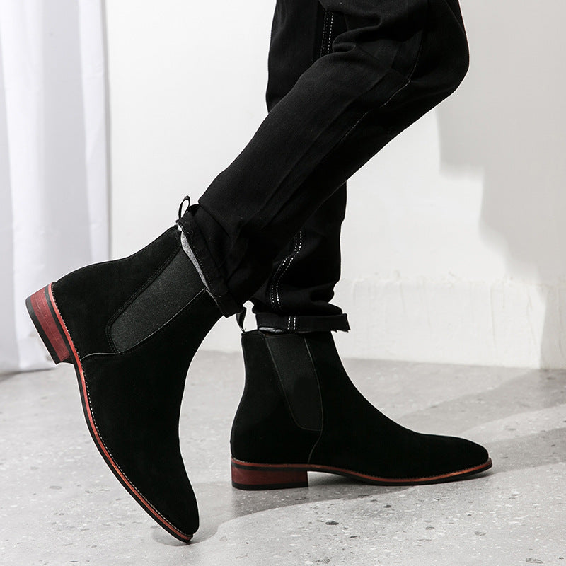 Damen elegante Chelsea-Stiefel aus weichem Wildleder mit elastischen Einsätzen R&B