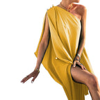 Damen Maxikleid mit asymmetrischem Schnitt und fließendem Stoff R&B