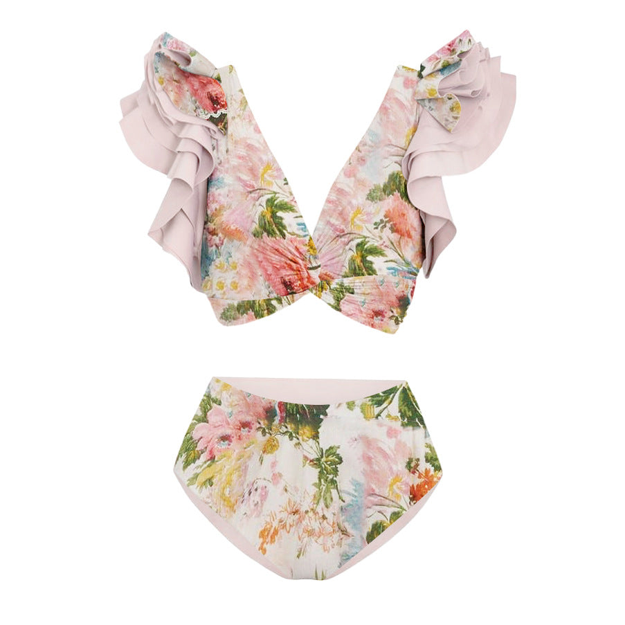 Damen Badeanzug mit floralem Design und schicker Wickelhose R&B