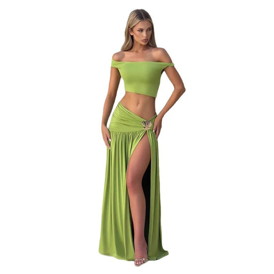 Damen Crop-Oberteil mit schulterfreiem Design und eleganter Drapierung R&B