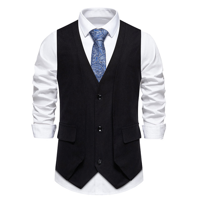 Herren elegante Weste mit doppelter Knopfleiste und praktischen Taschen