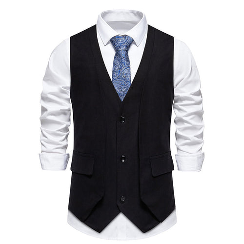 Herren elegante Weste mit doppelter Knopfleiste und praktischen Taschen R&B