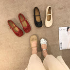 Damen Ballerinas mit modischem Riemchen und femininer Faltenoptik R&B