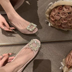Damen Ballerina-Schuhe mit luxuriösem Strassbesatz und samtigem Obermaterial