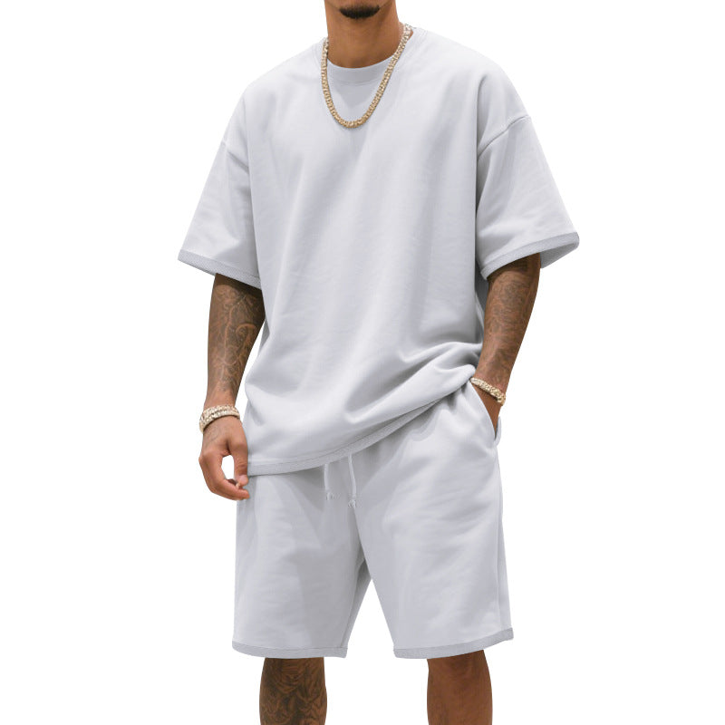 Herren Freizeit-Set mit bequemem T-Shirt und Shorts aus atmungsaktiver Baumwolle R&B