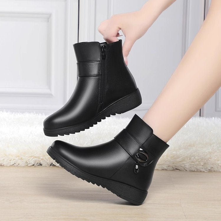 Damen gefütterte Winterstiefel mit modischer Schnallenverzierung R&B