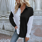 Damen Elegante Bluse mit asymmetrischer Knopfleiste und Brusttasche R&B