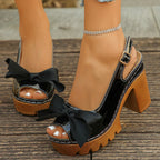 Damen Komfortable Plateau-Absatzsandalen mit Schleifen-Detail R&B