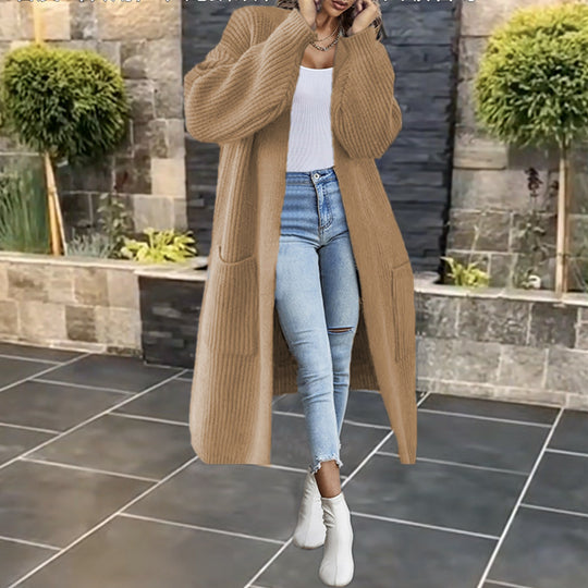 Damen Großer Strickmantel mit tiefen Taschen und lässigem Schnitt R&B