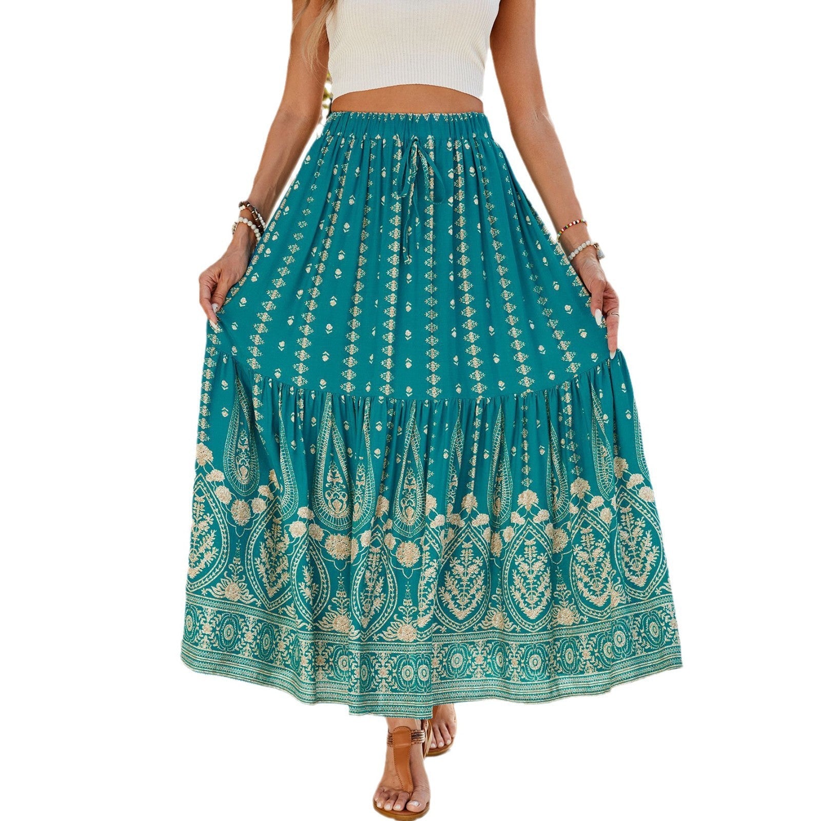 Damen Maxi-Rock mit zartem Paisley-Design und voluminösem Saum R&B