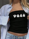 Damen Bandeau-Top mit fröhlichem Gespenster-Motiv R&B
