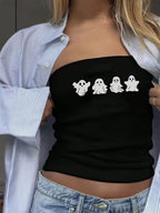 Damen Bandeau-Top mit fröhlichem Gespenster-Motiv R&B
