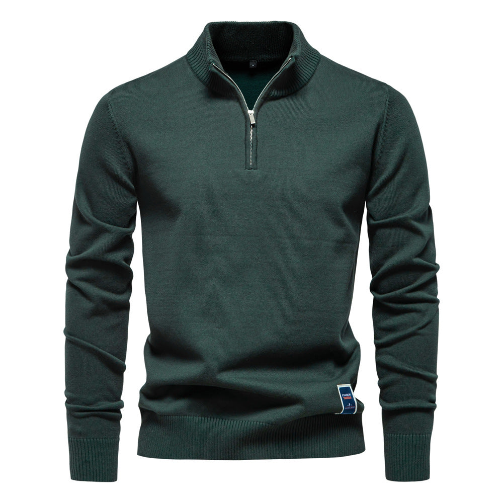 Herren Pullover mit kurzem Reißverschluss und modischem Stehkragen