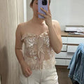 Damen Funktionsbluse mit Pailletten und Rüschen R&B