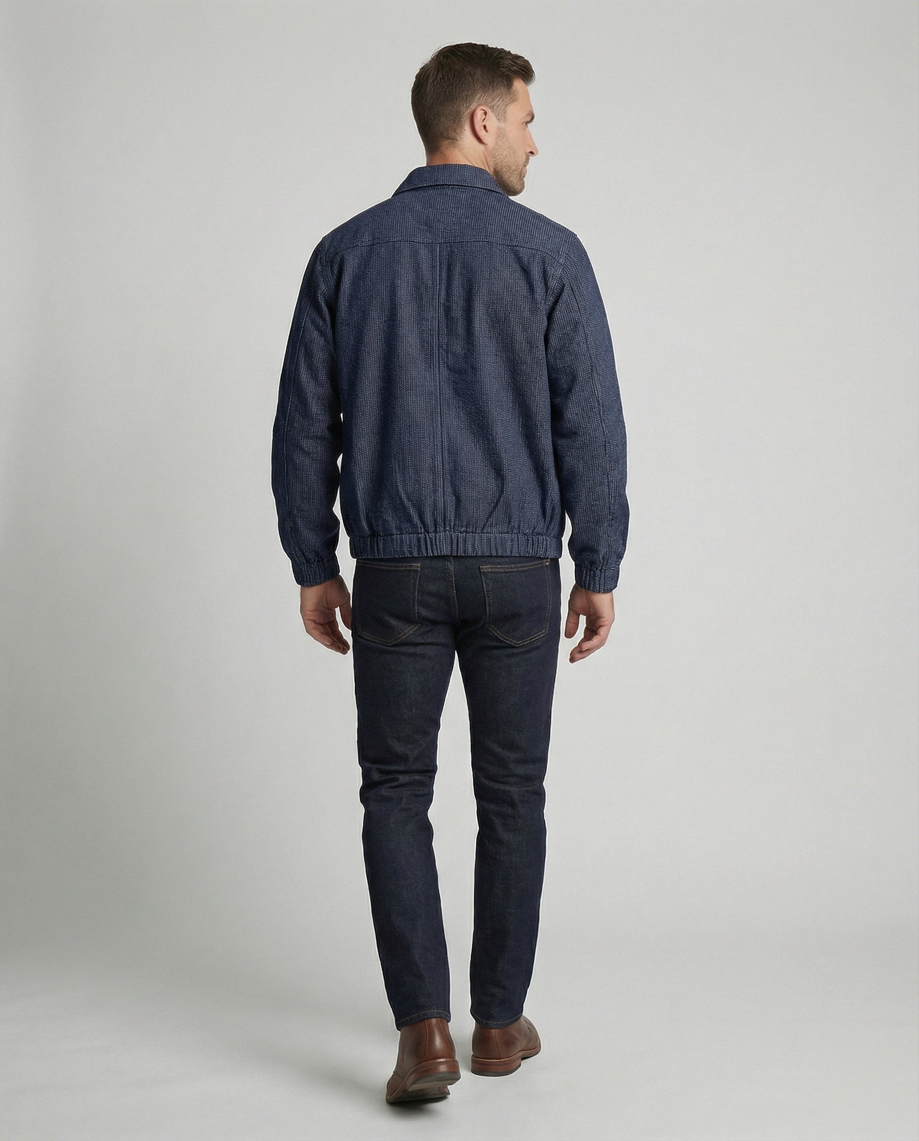 Herren lässige WR&Bjacke mit Hemdkragen, Reißverschluss und elastischen Bündchen R&B