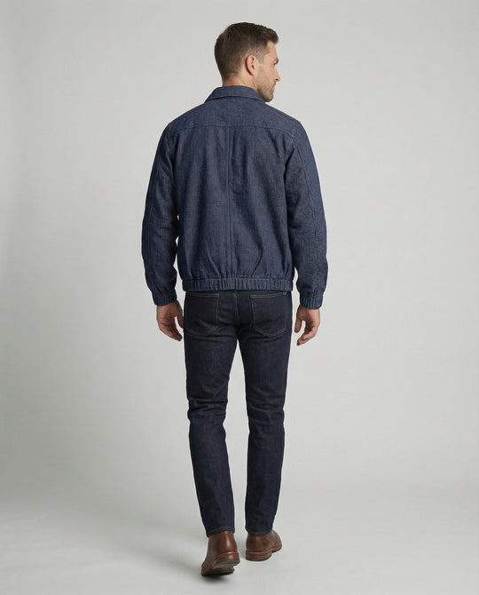 Herren lässige Webjacke mit Hemdkragen, Reißverschluss und elastischen Bündchen R&B