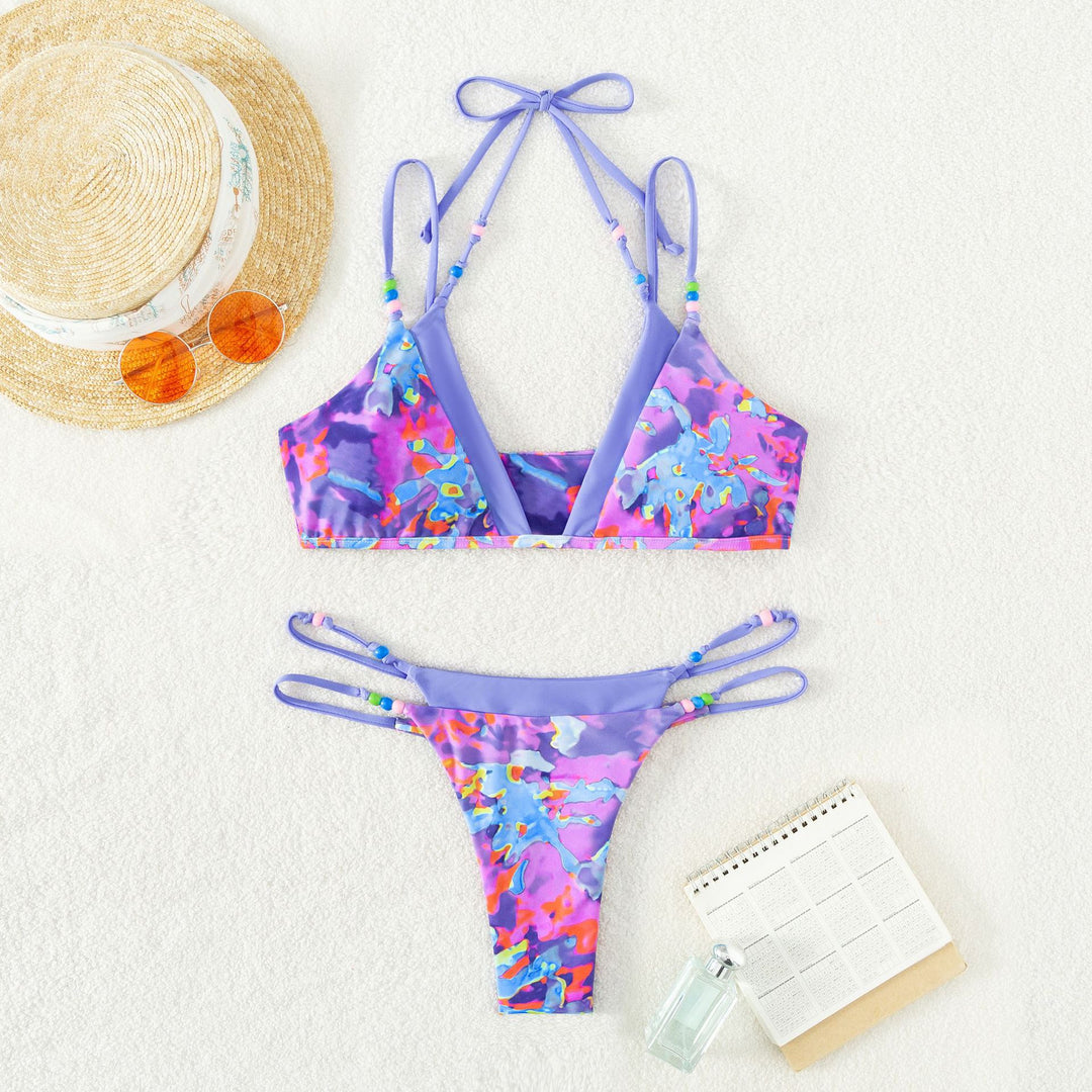 Damen verspielter Bikini mit buntem Floral-Design R&B