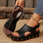 Damen Wedge-Sandaletten mit modischen Ausschnitten und eleganten Perlendetails R&B