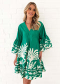 Damen Freizeitkleid mit voluminösen Ärmeln und floralem Druck R&B