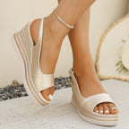 Damen Wedge-Sandalen mit verstellbarem Riemen und rutschfester Sohle