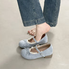 Damen Ballerinas mit eleganter Rüschenkante und praktischem Riemen R&B