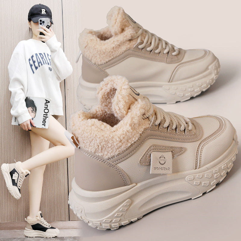 Damen hochgeschnittene Sneakers mit kuscheligem Innenfutter und rutschfester Sohle R&B