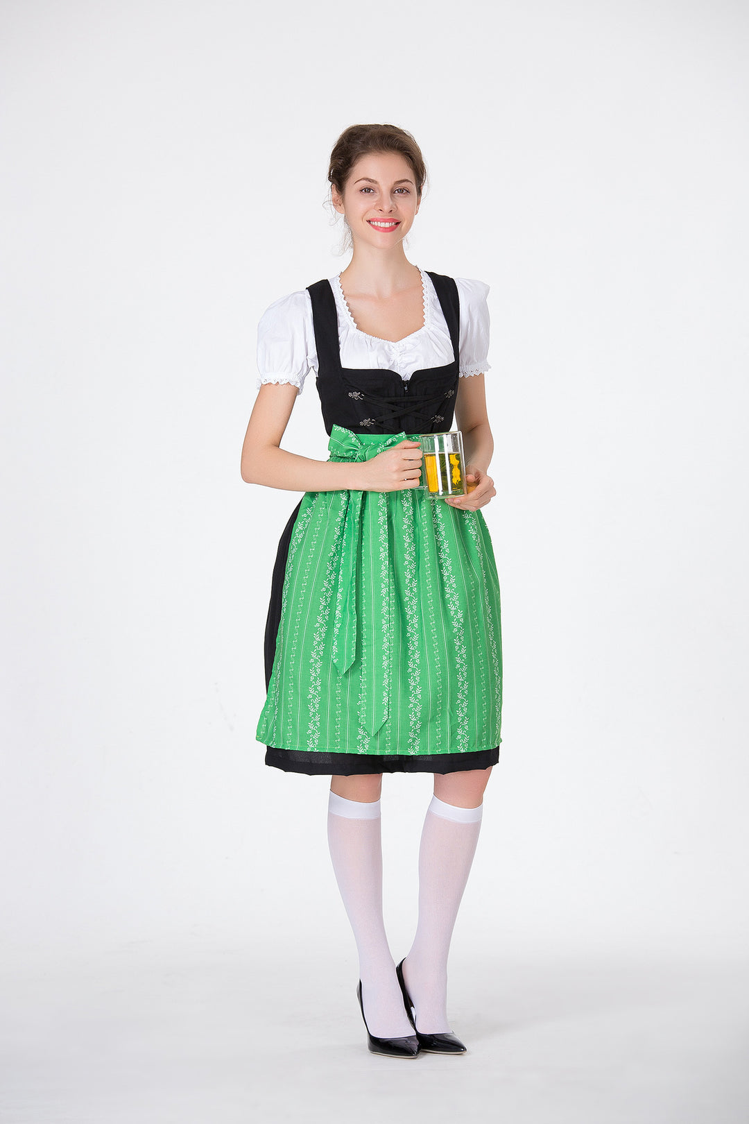 Damen Trachtenkleid mit eleganter Schürze und verspielten Rüschenkanten R&B
