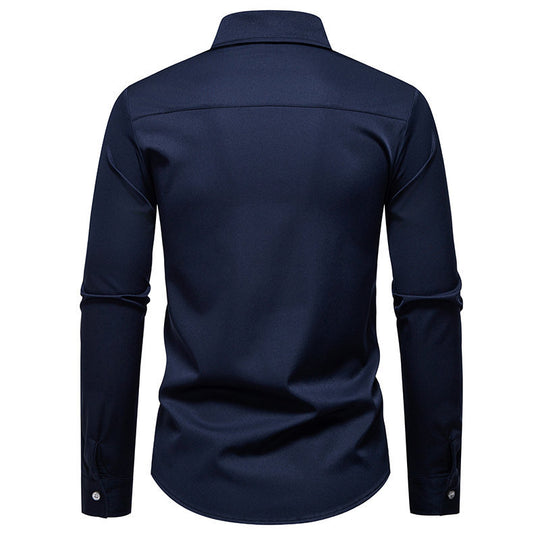 Herren Langarmhemd mit kontrastierendem Kragen und modischer Brusttasche R&B