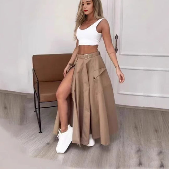 Damen Maxirock mit hohem Schlitz und praktischen Taschen R&B