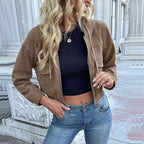 Damen Cordjacke mit praktischem Reißverschluss und modernen Taschen