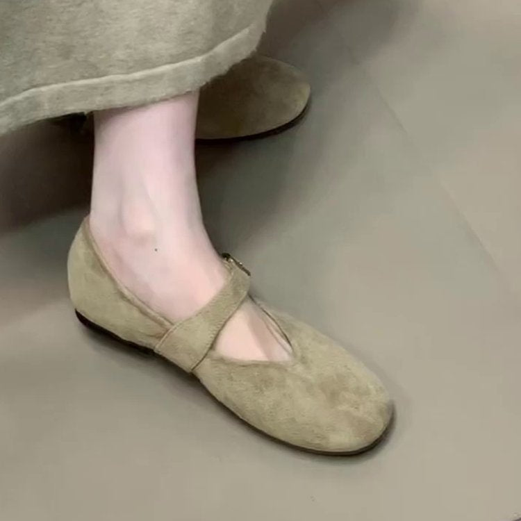 Damen elegante Ballerinas mit modischem Schnallenverschluss R&B