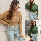 Damen Cropped Strickpullover mit strukturiertem Zopfmuster R&B