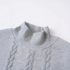 Herren modischer Strickpullover mit hohem Kragen und Zopfmuster R&B