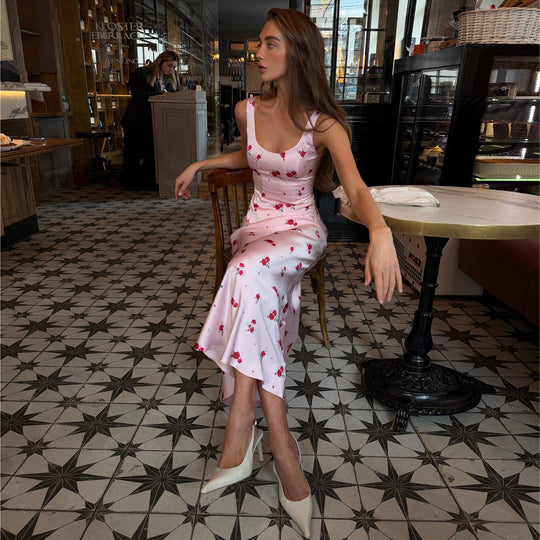 Damen Elegantes Maxikleid mit zarten Blumendrucken und figurbetontem Schnitt R&B
