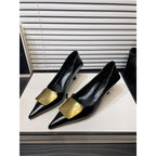 Damen spitze Stiletto-Pumps mit dekorativem Goldakzent R&B